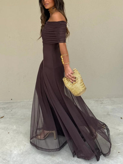 Aurora | Toledo One Shoulder Mesh Maxi Dress