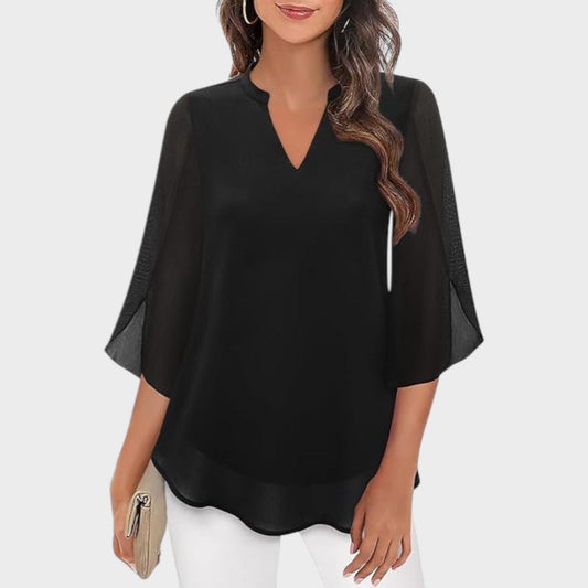 Jeaniza | Elegant Flow ¾ Sleeve Blouse