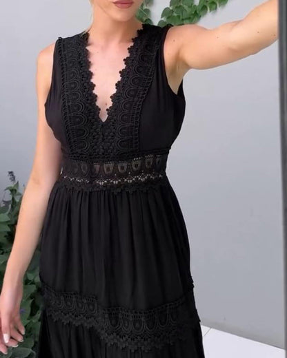 Sally | Handcrafted Lace Dress with V-Neckline