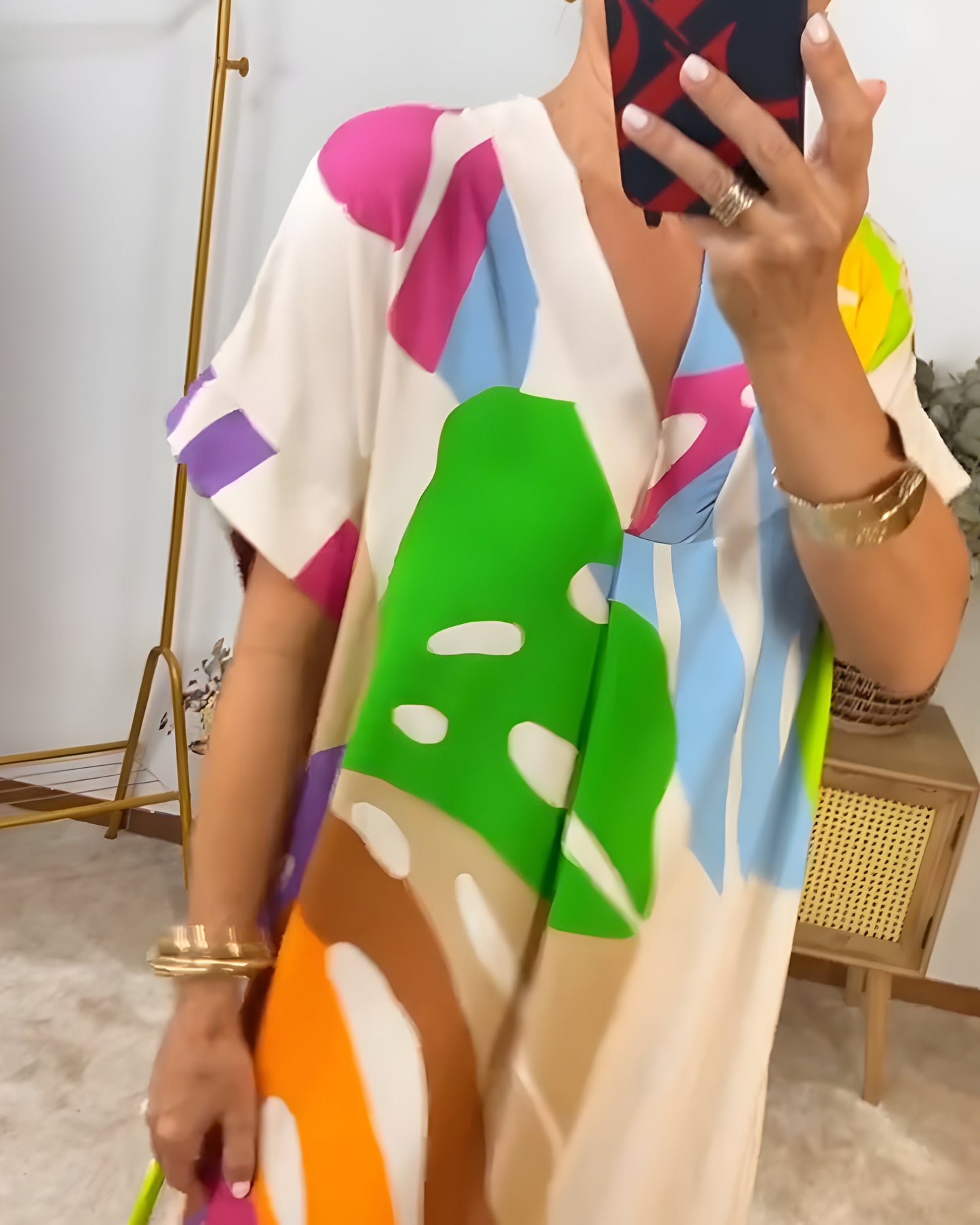Koraleigha | Casual Colorful Leaf Print Dress