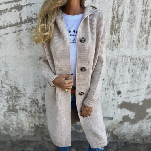 Maire  | Ribbed Knit Coat with Hood