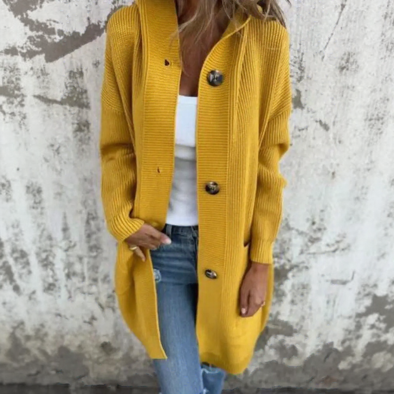 Maire  | Ribbed Knit Coat with Hood