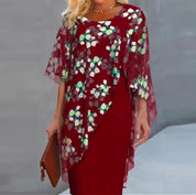 Margaret | Floral Sheer Capelet Dress