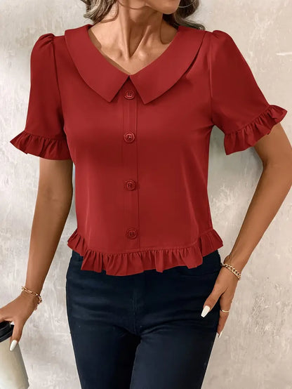 Maureen | Elegant Short Sleeve Blouse