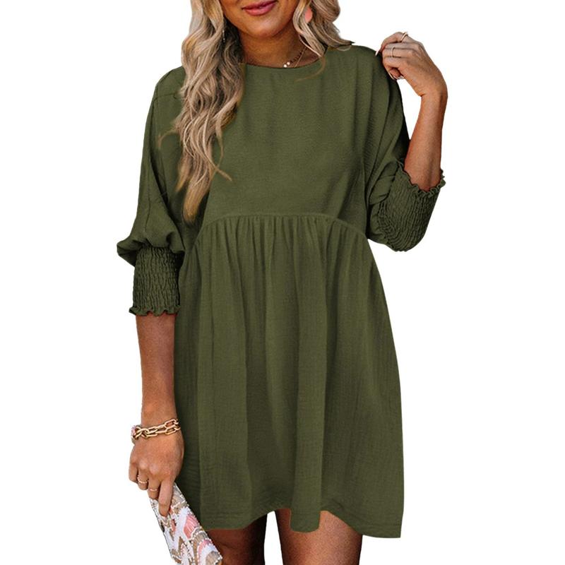 Rhana | Casual Crew Neck Loose Fit Mini Dress