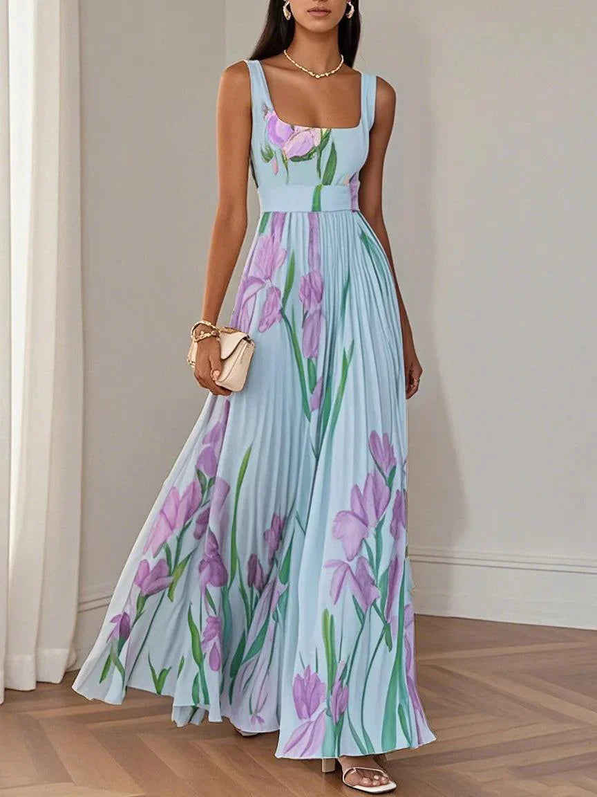 Hinokaia | Luxe pleated floral maxi dress
