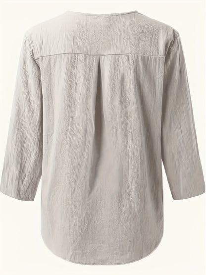 Lesley | Casual Cotton And Linen Blouse