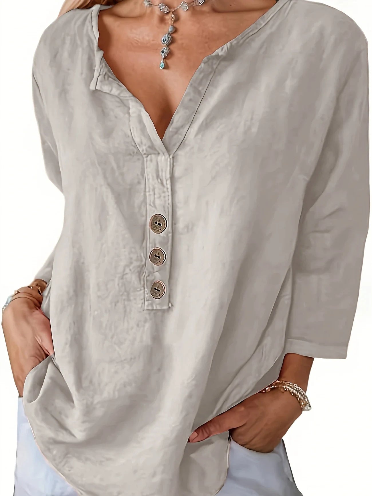 Lesley | Casual Cotton And Linen Blouse