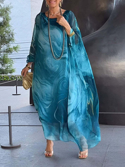 Aorere | Marble Chiffon Dress