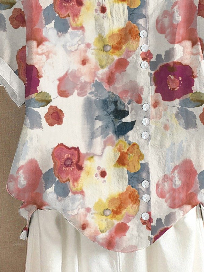 Elandra | Casual Floral Button Up Blouse