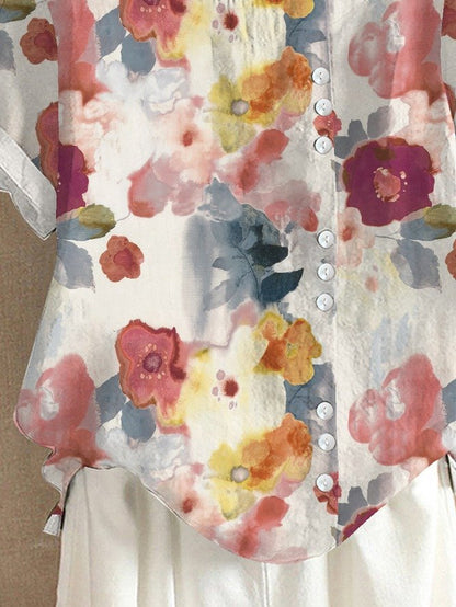 Elandra | Casual Floral Button Up Blouse