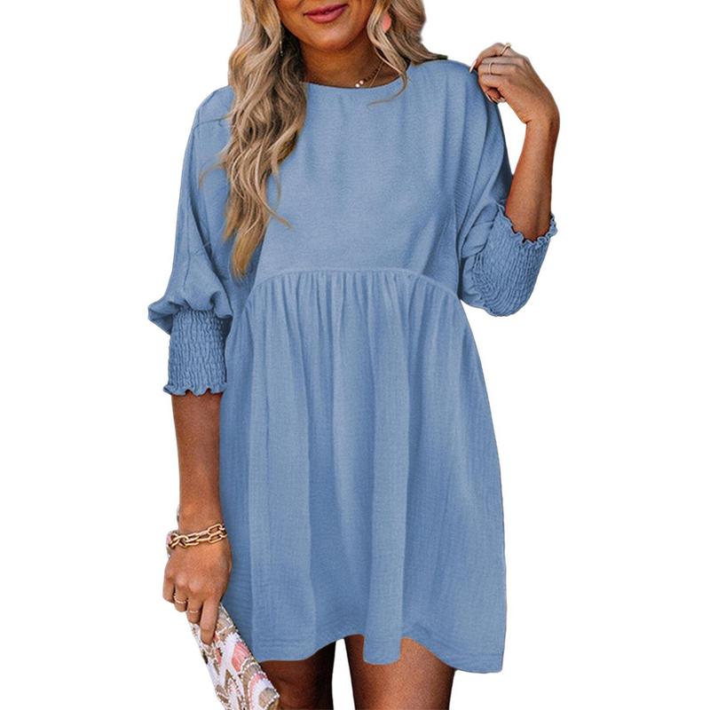 Rhana | Casual Crew Neck Loose Fit Mini Dress