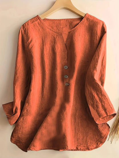 Lesley | Casual Cotton And Linen Blouse