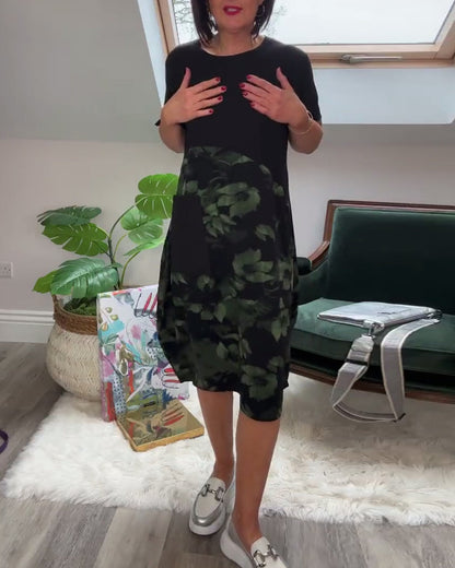 Marilyn | Floral Mosaic Round-Neck Dress