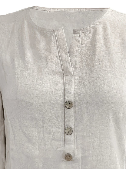 Lesley | Casual Cotton And Linen Blouse