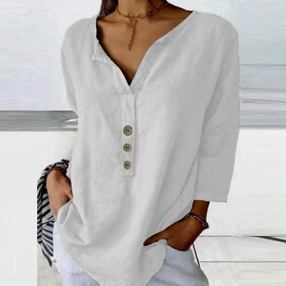 Lesley | Casual Cotton And Linen Blouse