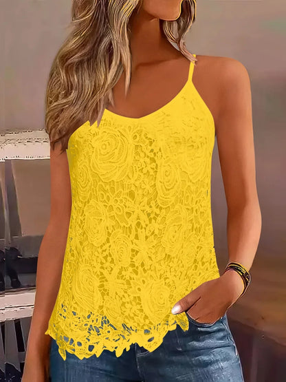 Kirsty | Elegant Sleeveless Lace Top With V Neck