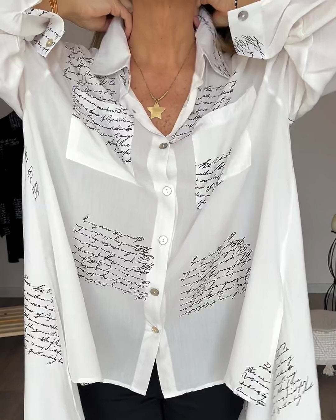 Tiemona | Script Button-Up Shirt