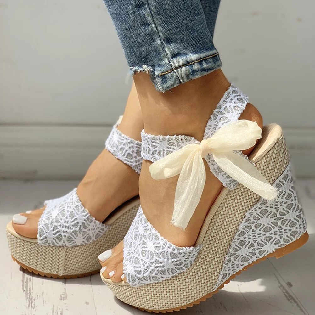 Arlene™ - Lace Bow Sandals