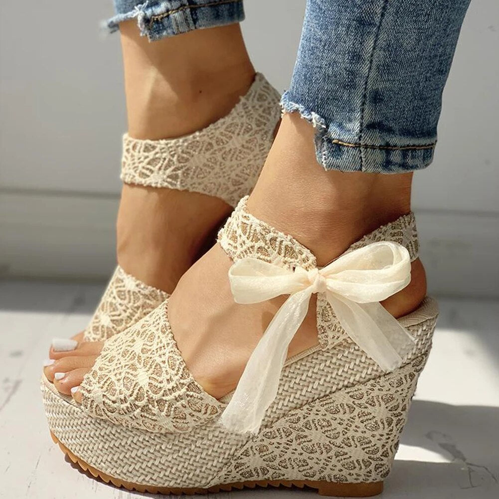 Arlene™ - Lace Bow Sandals