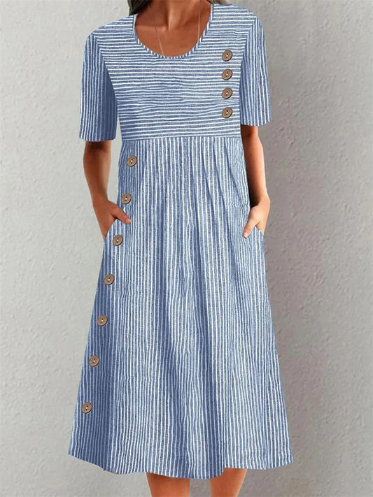 Andy | Striped Cotton Midi Dress