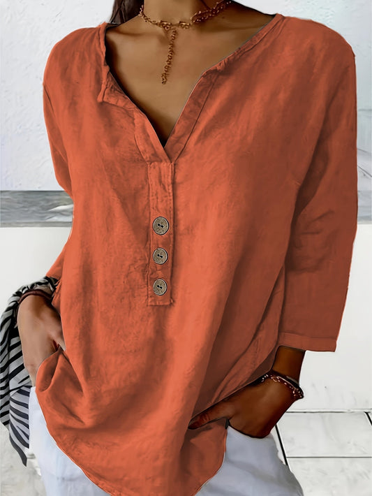 Lesley | Casual Cotton And Linen Blouse