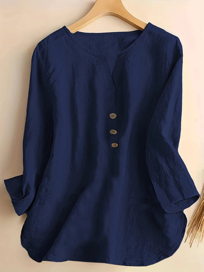 Lesley | Casual Cotton And Linen Blouse