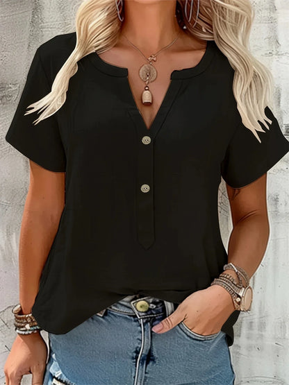 Freya | Fashionable V-neck And Short Sleeve Blouse