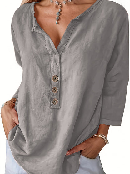 Lesley | Casual Cotton And Linen Blouse
