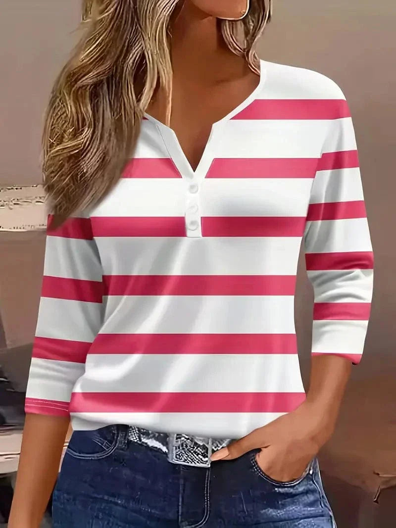 Faye | Striped V-Neck Top