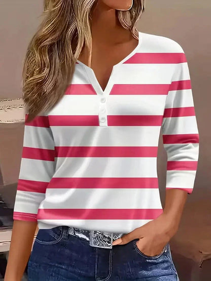 Faye | Striped V-Neck Top