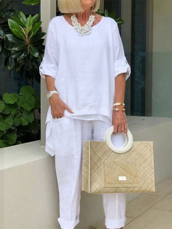 Eloise |  Round Neck 2 Piece Casual Suit