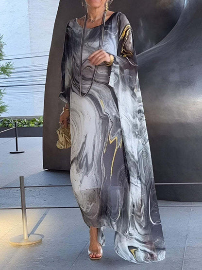 Aorere | Marble Chiffon Dress
