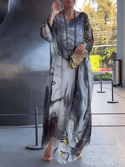 Aorere | Marble Chiffon Dress