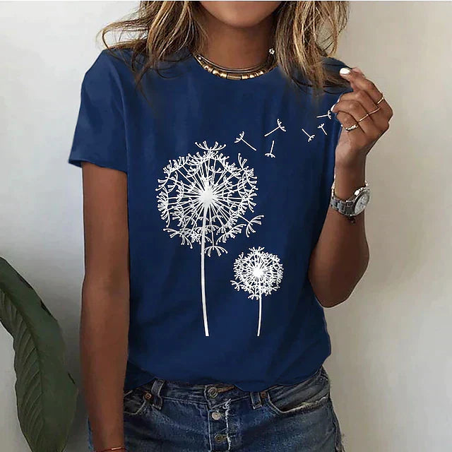 Amelia | Stylish T Shirt With Dandelion Print