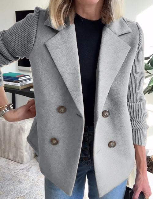 Harper | Button patchwork sleeves casual coat
