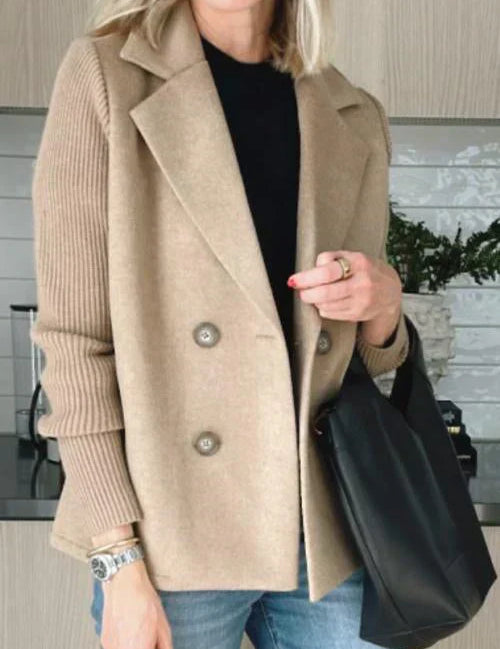 Harper | Button patchwork sleeves casual coat