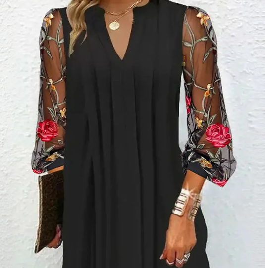 Renée | Elegant Mini Dress with Transparent Sleeves
