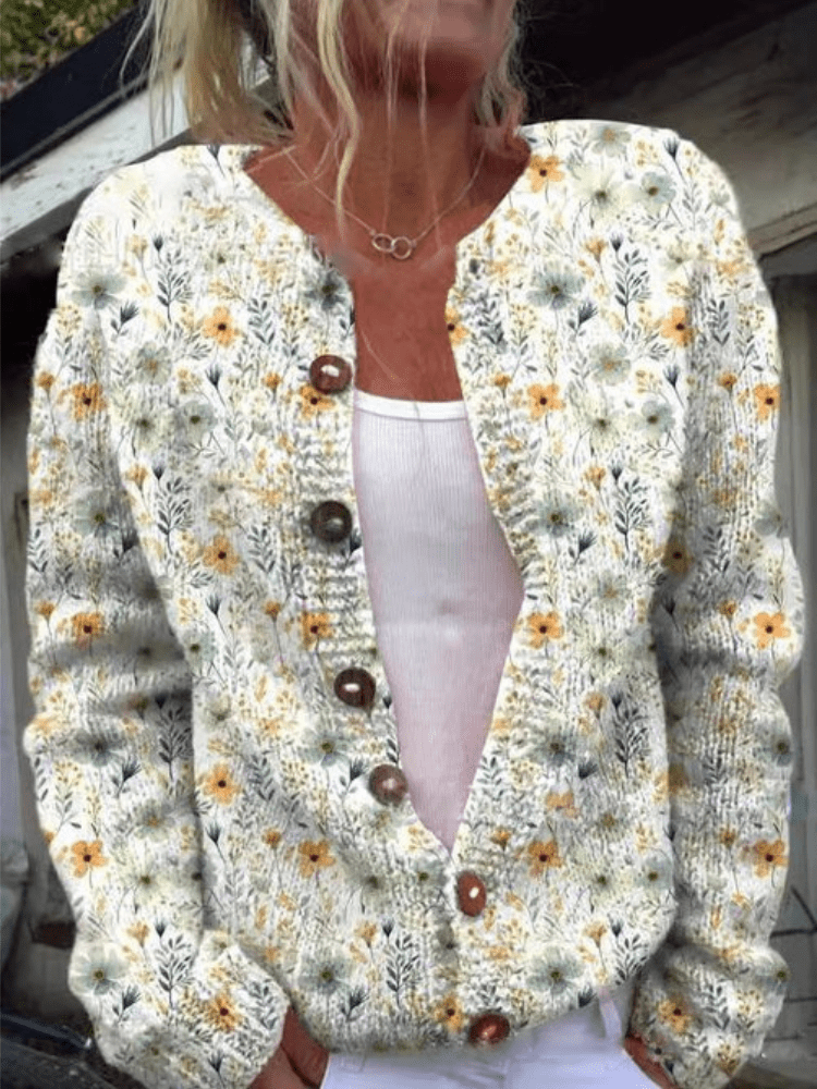 Myrelle | Floral Boho Knit Cardigan