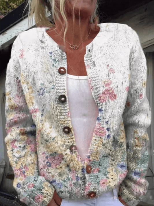 Myrelle | Floral Boho Knit Cardigan