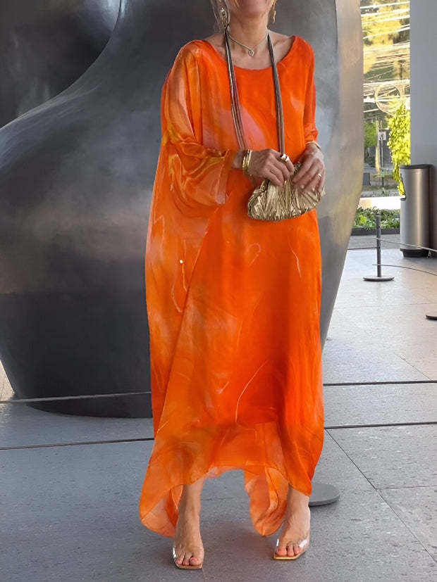 Aorere | Marble Chiffon Dress