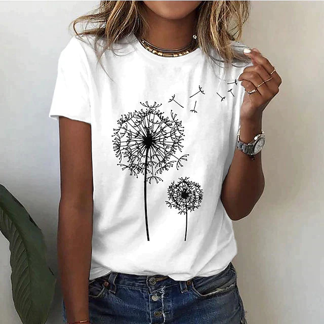 Amelia | Stylish T Shirt With Dandelion Print