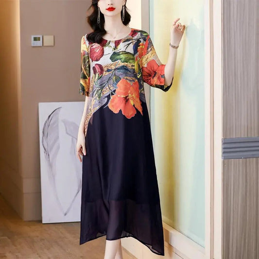 Shenn | Elegant Floral Print Dress