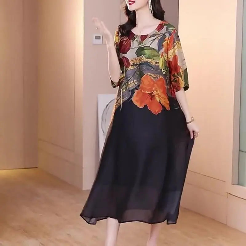 Shenn | Elegant Floral Print Dress