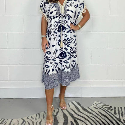 Wairala |  Casual Printed Dress With V Neck