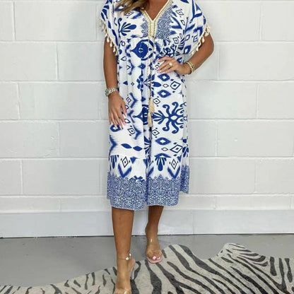 Wairala |  Casual Printed Dress With V Neck