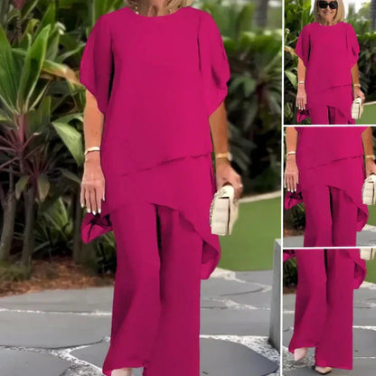 Waiyara |  Chic Asymmetrical Top and Pants Set