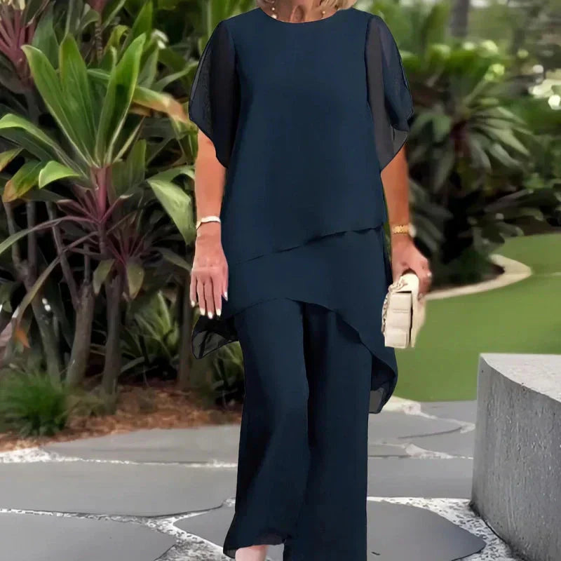 Waiyara |  Chic Asymmetrical Top and Pants Set