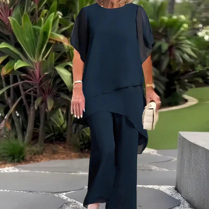 Waiyara |  Chic Asymmetrical Top and Pants Set