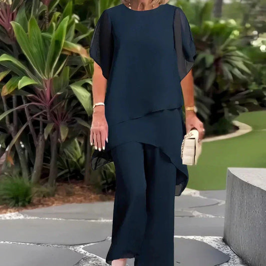 Waiyara |  Chic Asymmetrical Top and Pants Set